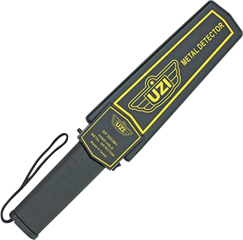 Uzi Accessories UZIHHSC1 Handheld Metal Detector Black/Yellow High-Impact Plastic Features LED Light