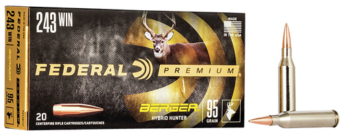 Federal P243BCH1 Premium  243Win 95gr Berger Hybrid Hunter 20 Per Box/10 Case
