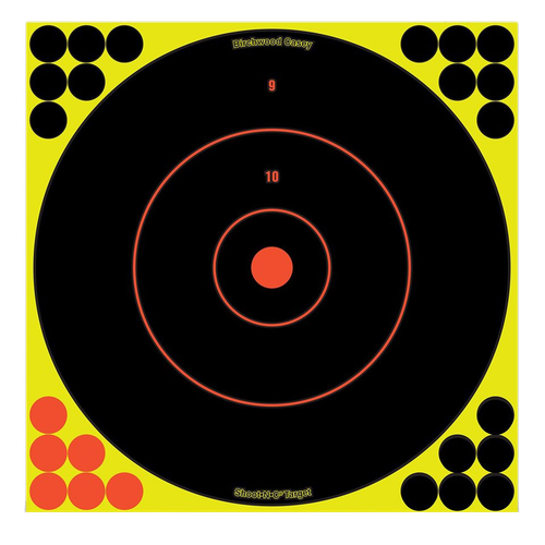 Birchwood Casey 34070 Shoot-N-C Reactive Target Self-Adhesive Paper Black/Yellow/Red 12" Bullseye 100 Pack