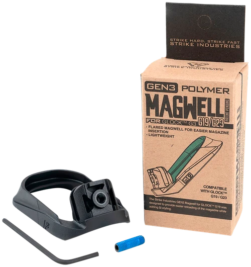 Strike Industries G3MAGWELL19 Flared Magwell  Black Polymer for Gen 3 Glock 19 & 23
