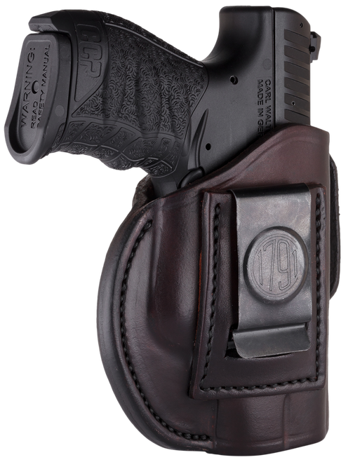1791 Gunleather 4WH3SBRR 4-Way  IWB/OWB Size 03 Signature Brown Leather Belt Clip Compatible w/Glock 26/Ruger LC9/S&W M&P Shield/2.0 9/40 Right Hand