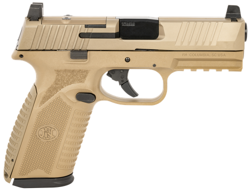 FN 66101380 510 MRD Full Size 10mm Auto 15+1, 4.10" Black Target Crown Steel Barrel, Flat Dark Earth PVD Optic Cut/Serrated Steel Slide & Polymer Frame w/Picatinny Rail, Ambidextrous