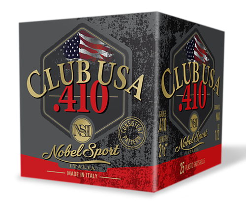 Nobel/eurosports Llc ANS4128  Club USA 410Gauge 2.50" 1/2oz 8Shot 25 Per Box/10 Case