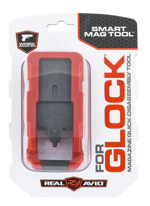 Real Avid AVGLOCKMT Smart Mag Tool  Compatible w/Glock, Gray/Red Plastic