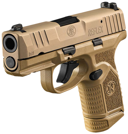 FN 66101417 Reflex  9mm Luger 15+1 11+1 3.30" Micro-Compact Frame Flat Dark Earth PVD Serrated Steel Slide w/Picatinny Rail Stippled Grip Ambidextrous
