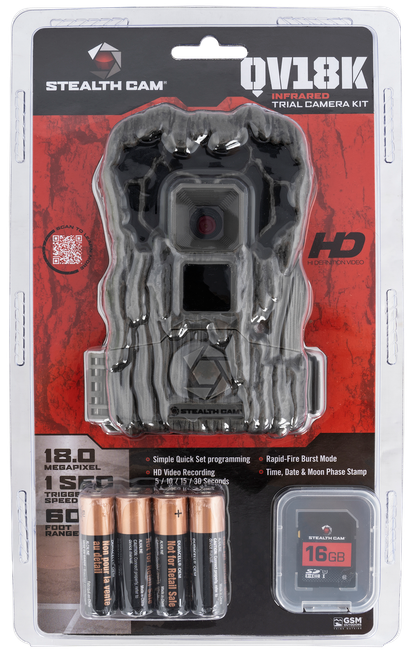 Stealth Cam STCQV18K QV18 Combo Brown 18MP Image Resolution, Low Glow Flash, Up to 32GB SD Card Memory, Features Integrated Python Provision Lock Latch