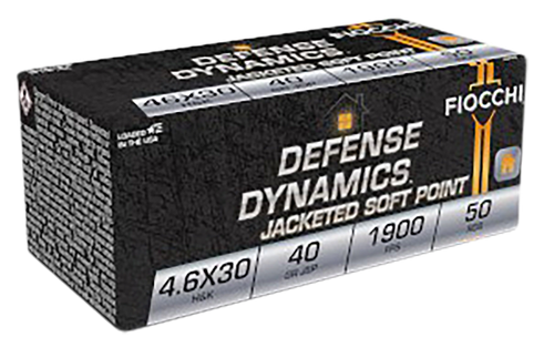 Fiocchi 46EXB Defense Dynamics  4.6x30mmH&K 40gr Jacketed Soft Point 50 Per Box/20 Case