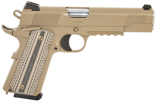 Tisas 10100505 1911 Duty 45 ACP 8+1 5" Black Steel Barrel, Flat Dark Earth Cerakote Serrated Steel Slide, Flat Dark Earth Cerakote Steel Frame w/Beavertail, Ambidextrous