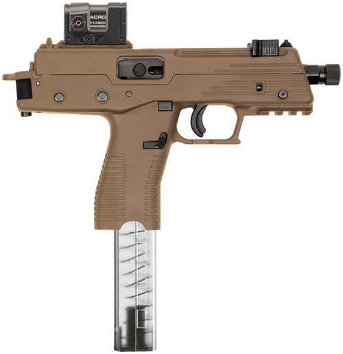 B&T Firearms BT42001USCTTB TP380  380 ACP 30+1 5" Black Threaded Barrel, Coyote Tan Aluminum Receiver, Coyote Polymer Grips, Aimpoint Acro P-2