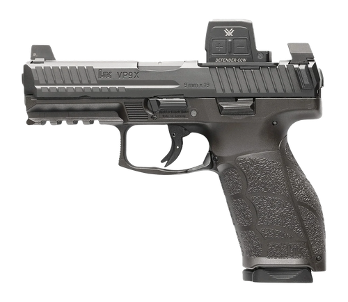 HK 81001355 VP9A1 X w/Optic Full Size Frame 9mm Luger 20+1 4.09" Black Barrel, Black Steel Serrated w/Optic Slide, Black Polymer Frame w/Picatinny Rail, Textured Grip, Vortex CCW