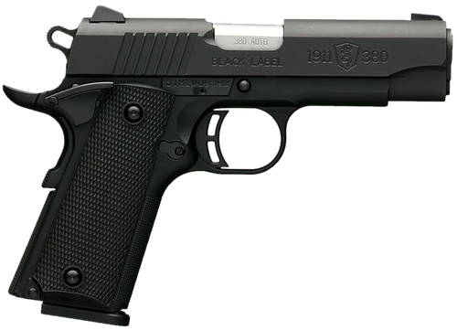 Browning 051905492 1911 Black Label 380 ACP 8+1 3.63" Stainless Target Crown Steel Barrel, Matte Black Serrated Stainless Steel Slide, Matte Black Polymer Frame, Black Polymer Grip, Right Hand