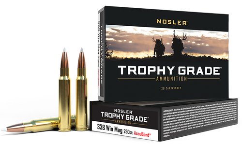 Nosler 60086 Trophy Grade  338WinMag 250gr Nosler AccuBond 20 Per Box/10 Case