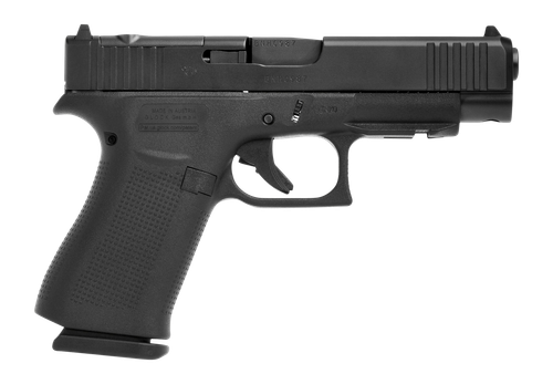 Glock PA4850203FRMOS G48 MOS Slim Compact 9mm Luger 15+1 4.17" Black GMB Barrel, Black nDLC Optic Ready/Serrated Steel Slide, Black Polymer Frame w/Beavertail & Front Rail, Black Textured Polymer Grip