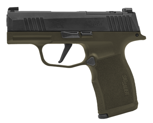 Sig Sauer 365X-9-BXR3-FS P365 XSeries Fortunate Son 9mm Luger 12+1 3.70" Black DLC Barrel, Black Nitron Stainless Steel Optic Ready/Serrated Slide, OD Green Cerakote Stainless Steel Frame w/Accessory