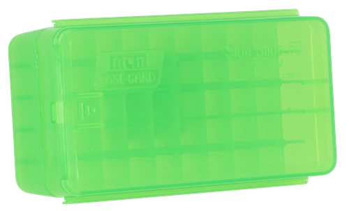 MTM Case-Gard P50SS9M16 Side-Slide Ammo Box  Multi-Caliber Handgun Clear Green Plastic 50rd