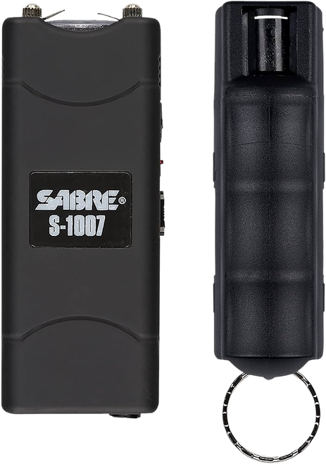 Sabre S7BHCBK Multi-Range Protection Pack Black Plastic 1.6 uC Pain Rating Includes Pepper Spray/Stun Gun w/Flashlight