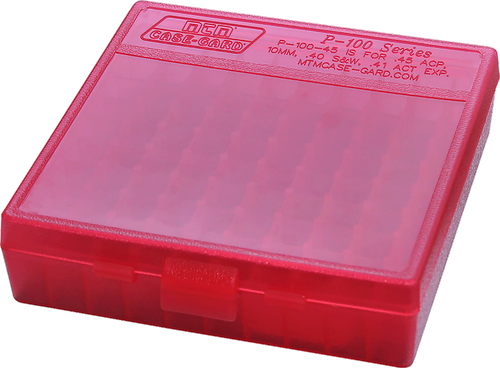 MTM Case-Gard P1004529 Ammo Box Flip-Top Multi Caliber Clear Red Polypropylene 100rd