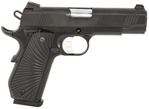 Tisas Arms 10100102 1911  Carry 45 ACP 8+1 4.25" Stainless Barrel, Black Cerakote Carbon Steel Serrated Slide, Black Cerakote Carbon Steel Frame, Black G10 Starburst Grip
