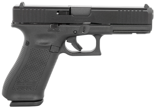 Glock PV1750203 G17 V Standard Frame 9mm Luger 17+1 4.49" Black GMB Barrel, Black nDLC Steel Serrated Slide  Black Polymer Frame w/Accessory Rail, Textured Polymer Grip,  Ambidextrous