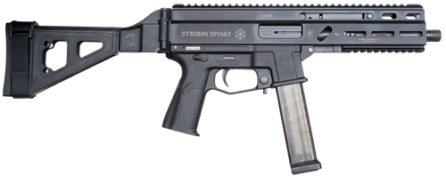 Grand Power 197892004848 SP10A3 Stribog 10mm Auto 20+1 8" Black Threaded Barrel, Black Aluminum Picatinny Rail Receiver, Black Polymer SB Tactical Brace, Black Polymer Grip, Thread Protector
