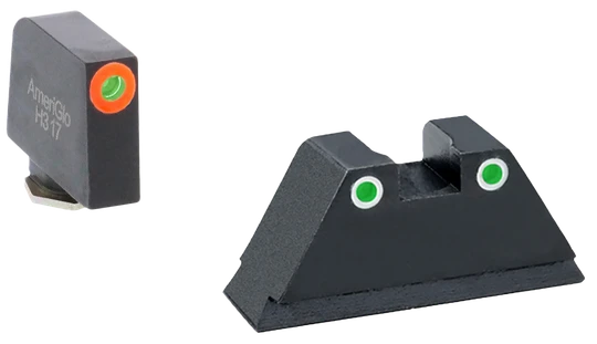 AmeriGlo GL331 Optic Compatible Sight Set for Glock  XL Tall Green Tritium Orange Outline Front Sight-Green Tritium White Outline Rear Sight
