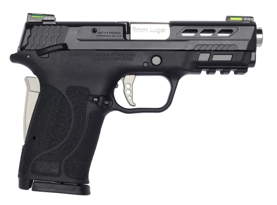 Smith & Wesson 13225 Performance Center M&P Shield EZ M2.0 9mm Luger 3.80" 8+1 Matte Black Black Armornite Stainless Steel Ported Slide Black Polymer Grip Sliver Colored Accents