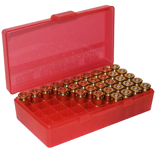 MTM Case-Gard P504529 Ammo Box Flip-Top Multi Caliber Clear Red Polypropylene 50rd