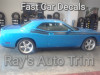 side of blue 2011-2025 Dodge Challenger R/T Side Stripes DUEL 11 with RT text