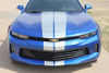 front of blue Chevy Camaro Rally Stripes TURBO RALLY 2016 2017 2018