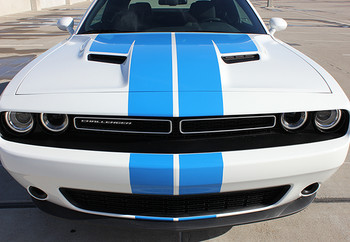 front of 2017 Dodge Challenger Racing Stripes WING RALLY 2015-2020