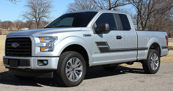 front angle of Ford F150 Side Decals and Stripes ELIMINATOR 3M 2015-2020