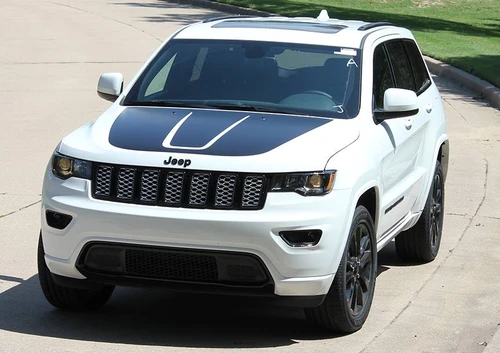 front of 2011-2020 Grand Cherokee Hood Graphics TRAIL HOOD