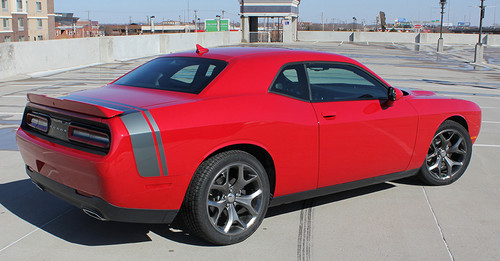 rear angle of NEW! Scat Pack, Hellcat style Dodge Challenger Stripes 2015-2024
