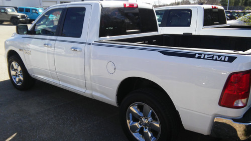 side of Dodge Ram Hemi Side Stripes HUSTLE 2009-2018 (2019-2021 Classic)