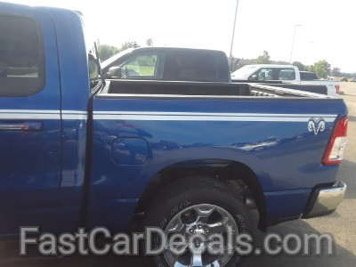 side of blue 2019 Dodge Ram 1500 Graphics RAM EDGE SIDE KIT 2019-2024