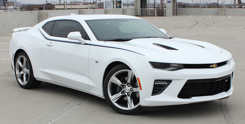 side of white 2017 Chevy Camaro Upper Body Stripes PIKE 2016 2017 2018