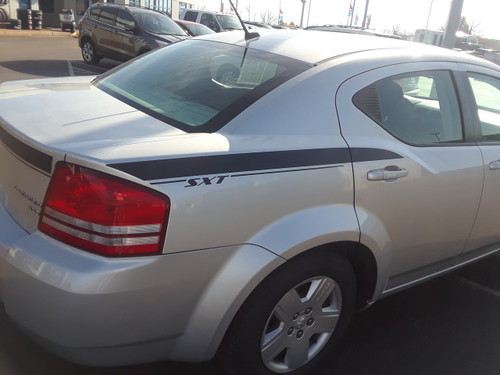 rear angle of Dodge Avenger Stripe Graphics AVENGED KIT 2008-2012 2013 2014