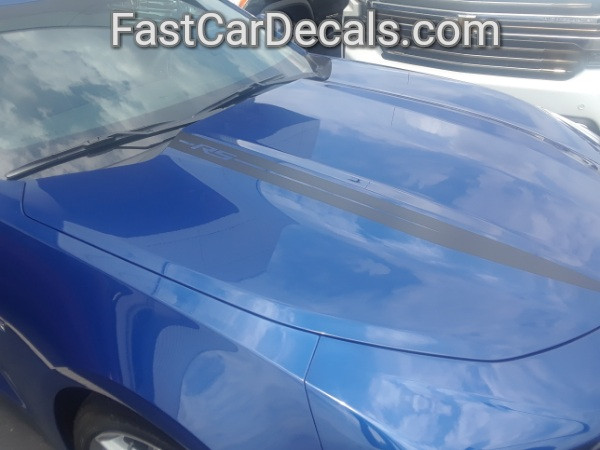 side of 2019 Chevy Camaro Hood Decals WIDOW HOOD STRIPES