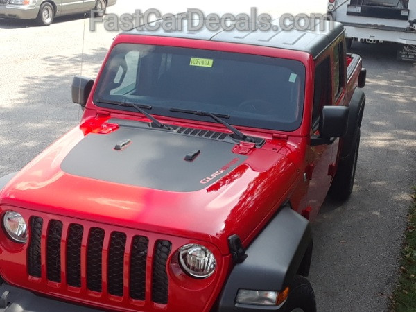 side of +2020 Jeep Gladiator Hood Decals WRANGLER SPORT HOOD