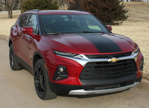 front angle of HOT STREAK HOOD | 2019-2020 Chevy Blazer Hood Stripe Kit