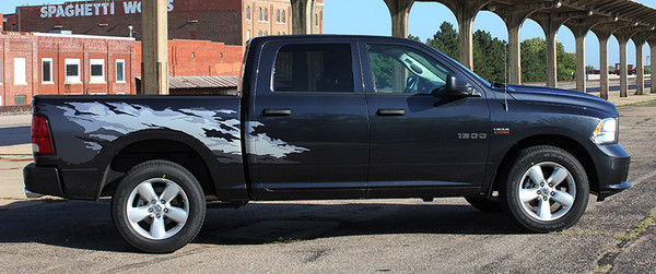 side of black Dodge Ram 1500 Bed Side Graphics RAGE 2009-2016 2017 2018