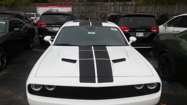 front of white Blacktop /RT Dodge Challenger Strobe Stripes PULSE RALLY 2015-2024