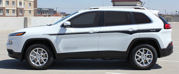 profile of white Side Stripes for 2024 Jeep Cherokee CHIEF 2014-2023 2024 2025