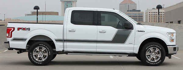 side of white 2017 Ford F150 Side Graphics FORCE 2 3M 2009-2020