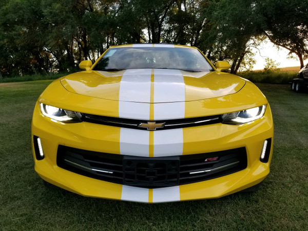 front of Chevy Camaro Rally Stripes TURBO RALLY 2016 2017 2018