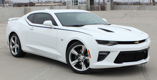 front angle of 2018 Chevy Camaro Upper Stripes PIKE SIDE KIT 2016 2017 2018