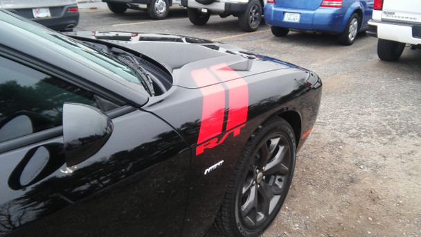 side of black Dodge Challenger Fender Stripes DOUBLE BAR 2008-2024