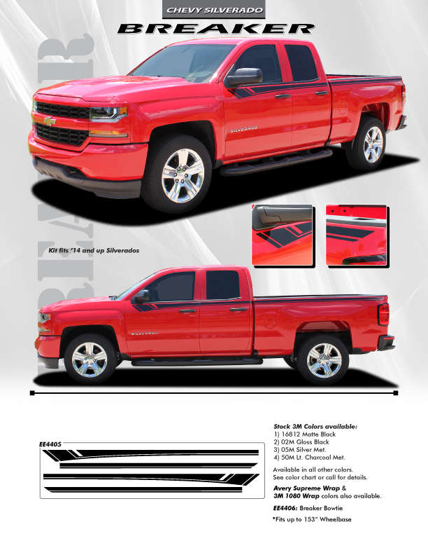 Chevy Silverado Graphic Decals BREAKER 2014-2016 2017 2018