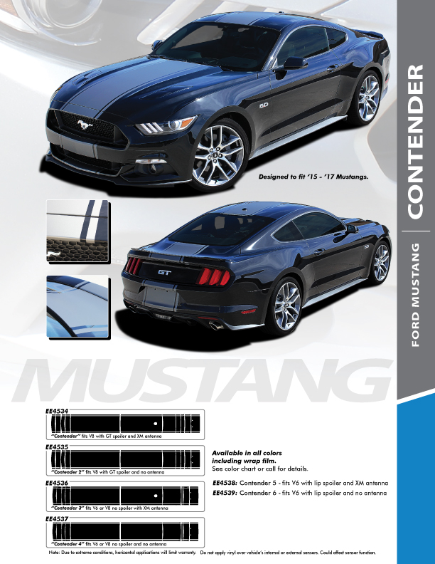 Ford Mustang with Racing Stripes CONTENDER 2015 2016 2017