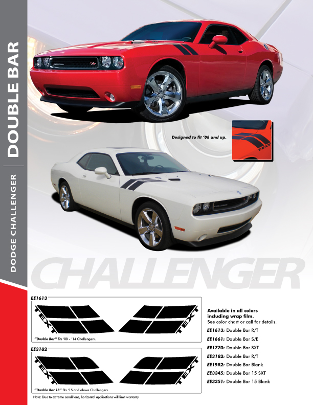 Stripes Dodge Challenger DOUBLE BAR 2008-2018 2019 2020 2021